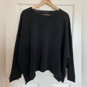 Eskandar Oversized Black Cotton Knit Sweater